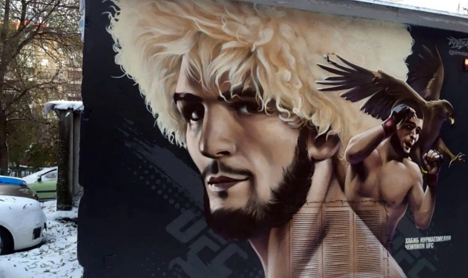 «Он не наш герой». В Челябинске закрасили граффити с Хабибом – люди поддержали