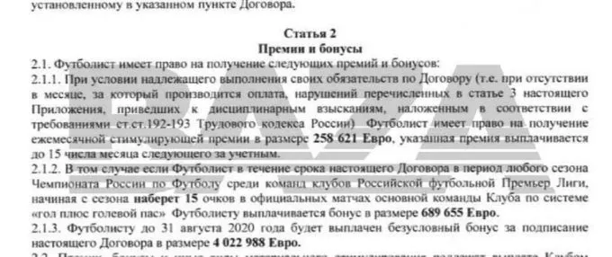Копия контракта Александра Кокорина со "Спартаком"