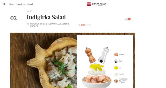 Индигирка стала худшим блюдом 2023 года по версии TasteAtlas