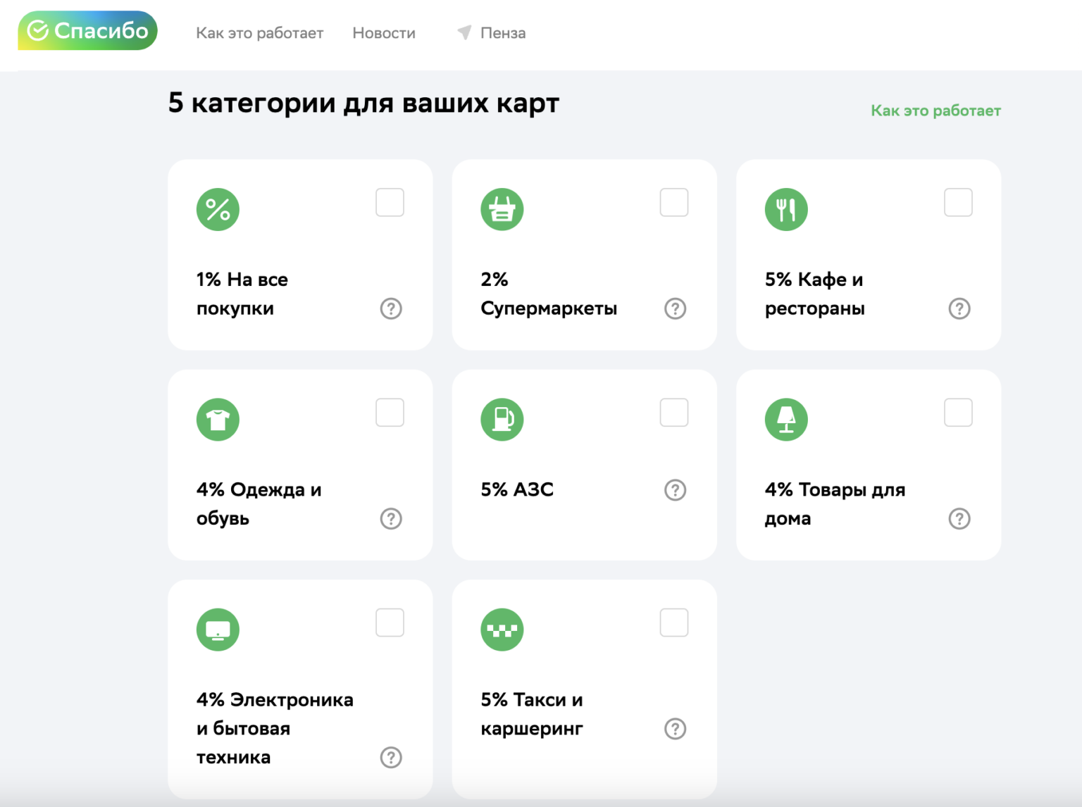 Где в приложении сбербанк выбрать категории кэшбэка