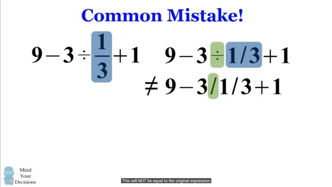 Как решить пример 9-3 : 1/3 +1 = ? 