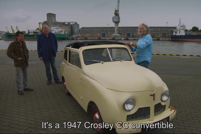 Джеймс Мэй представляет Crosley CC Convertible 1947 года выпуска Джереми Кларксону и Ричарду Хаммонду в выпуске The Grand Tour