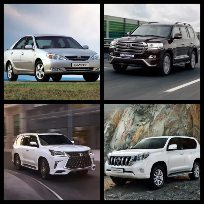 Toyota Camry, Toyota Land Cruiser 200, Lexus LX 570 и Toyota Land Cruiser Prado