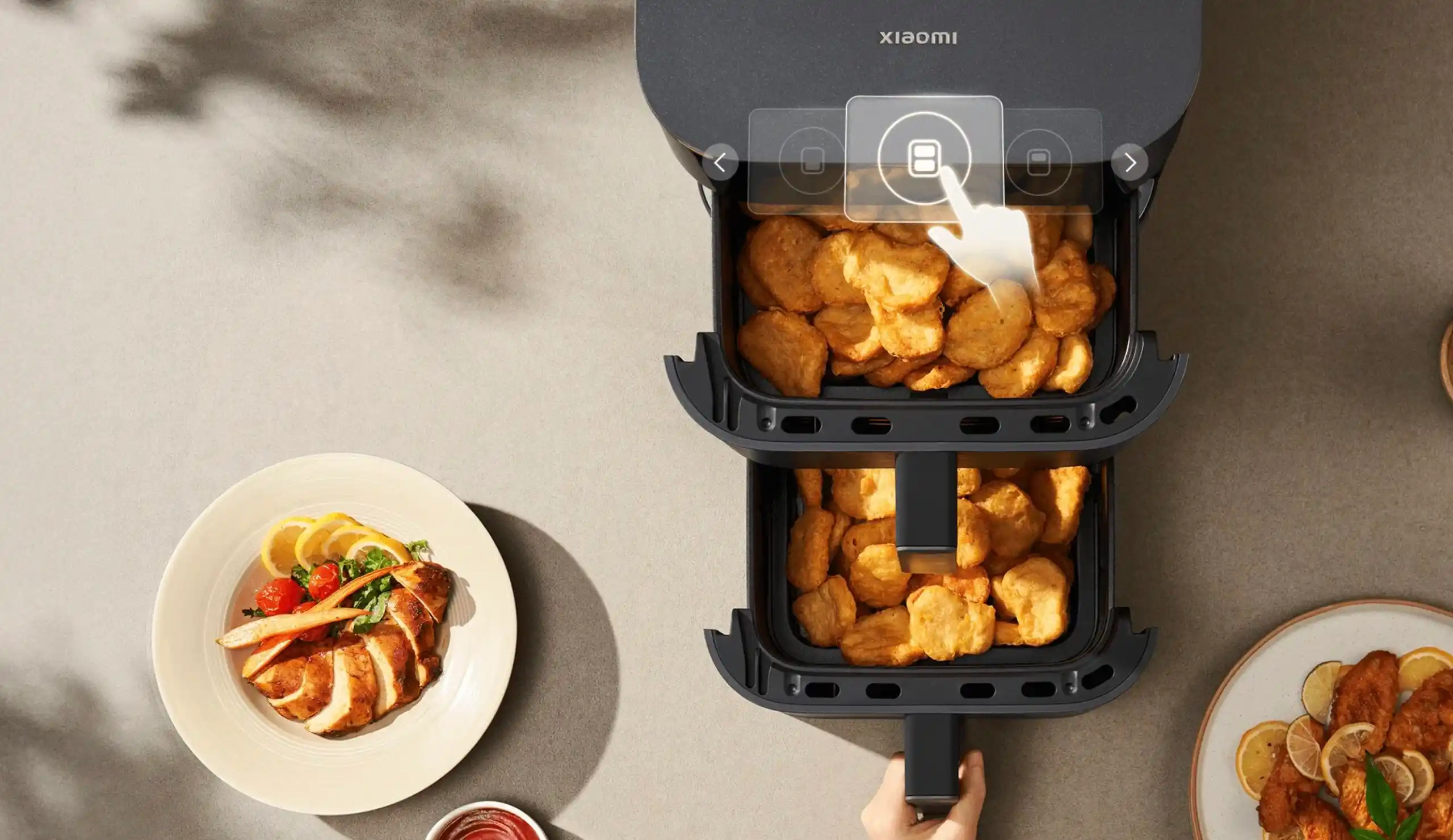 Xiaomi выпустила первый двухэтажный аэрогриль. Он может готовить до четырех блюд за раз