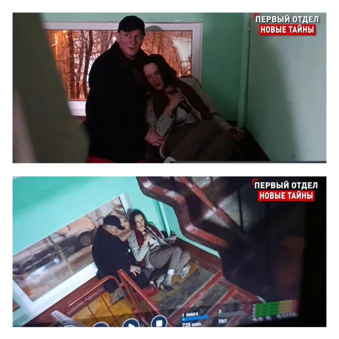 Раненая Котикова на руках Шибанова в шестом сезоне сериала НТВ «Первый отдел» 