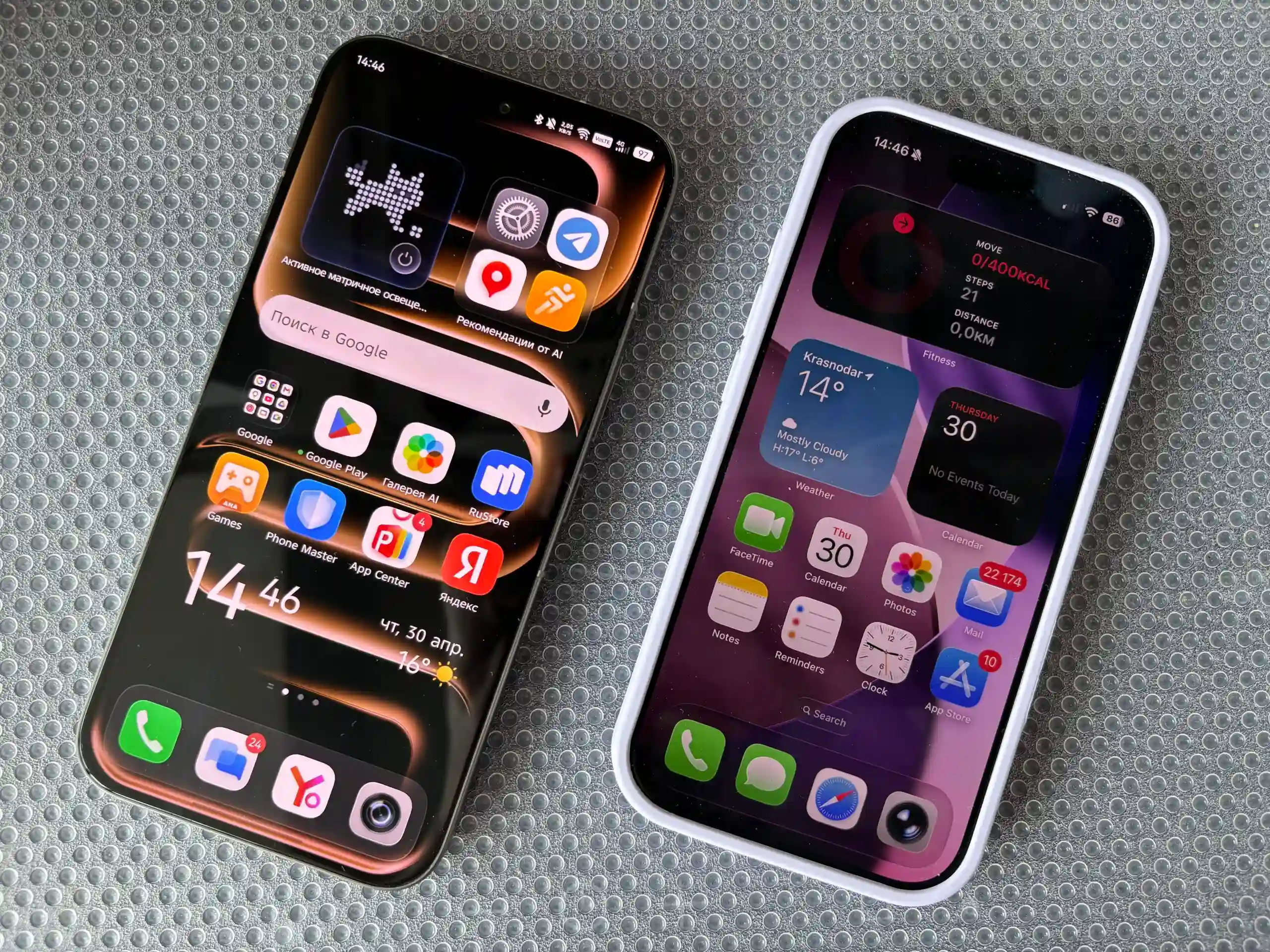 Сравнение интерфейсов XOS 16 (Infinix Note 60 Pro) и iOS 26 (iPhone 17)
