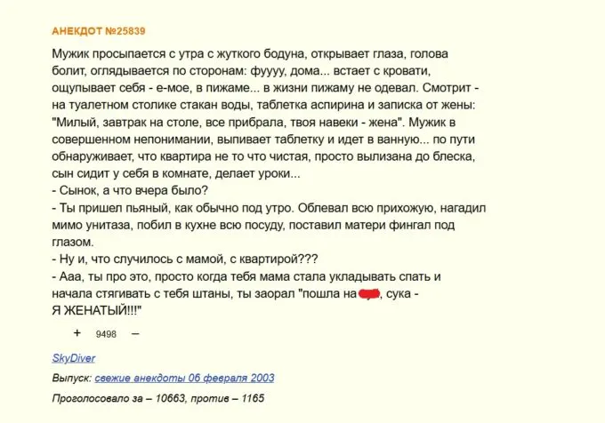 Самый популярный анекдот в истории России (по версии сайта Анекдот.ру)