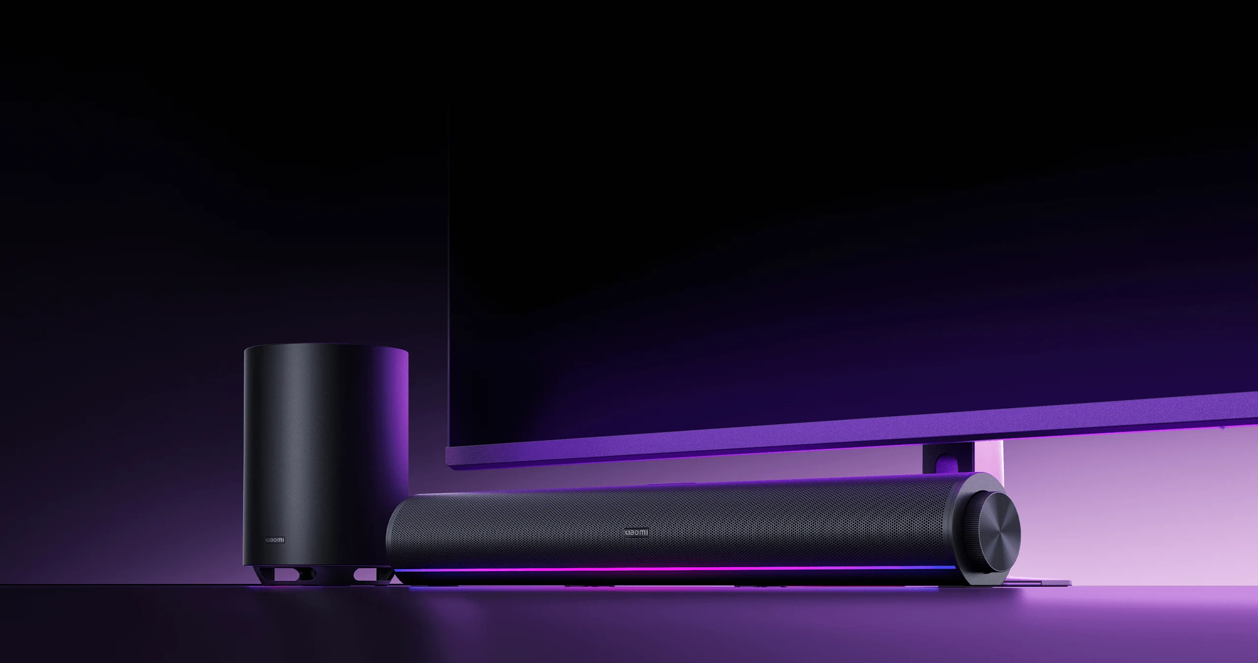 Нашли новый саундбар Xiaomi с беспроводным сабвуфером. У него есть RGB-подсветка, DSP-процессор и встроенный микрофон